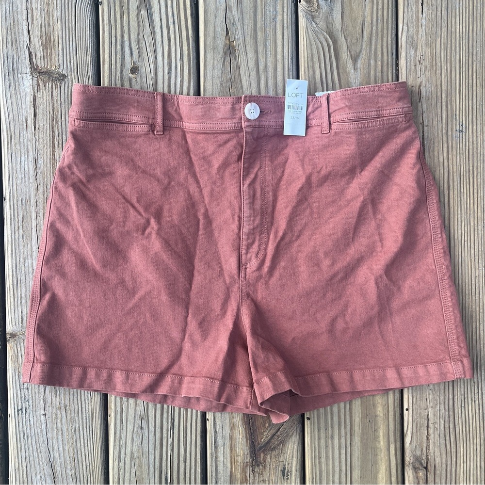 Loft Washed Twill Jean Shorts 3" Salmon Pink 33 / 16 Measures 38 Waist XXL NWT